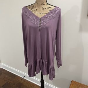 Matilda Jane long sleeve purple tunic top LARGE